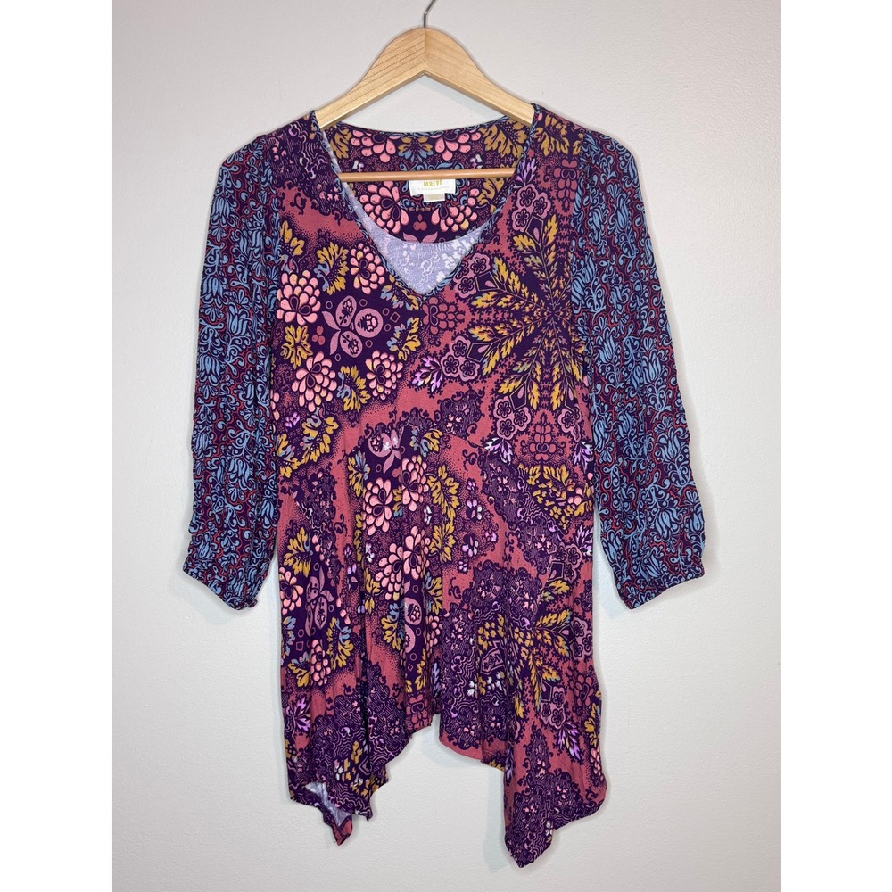 Maeve Anthropologie Floral Handkerchief Hem Top Small